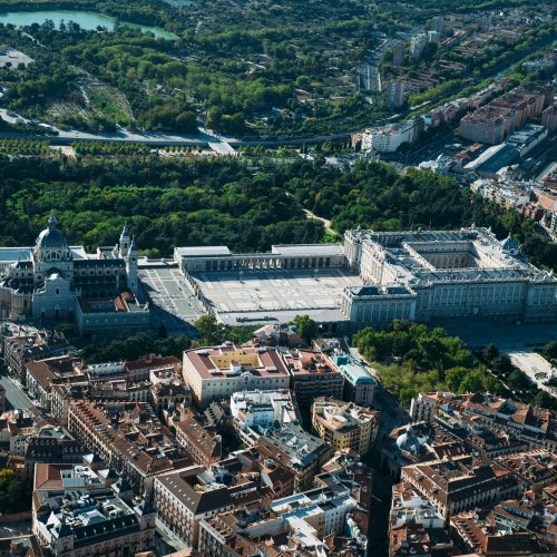 Air view of Royal Palace in Madrid, Spain Air view of Royal Palace in Madrid, Spain