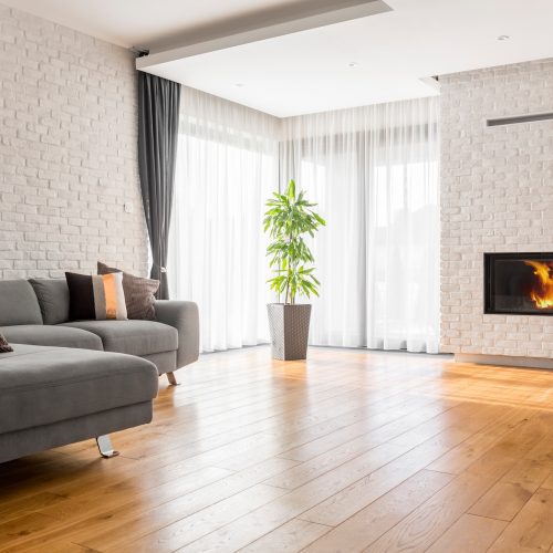 Living room with wood flooring Living room with wood flooring